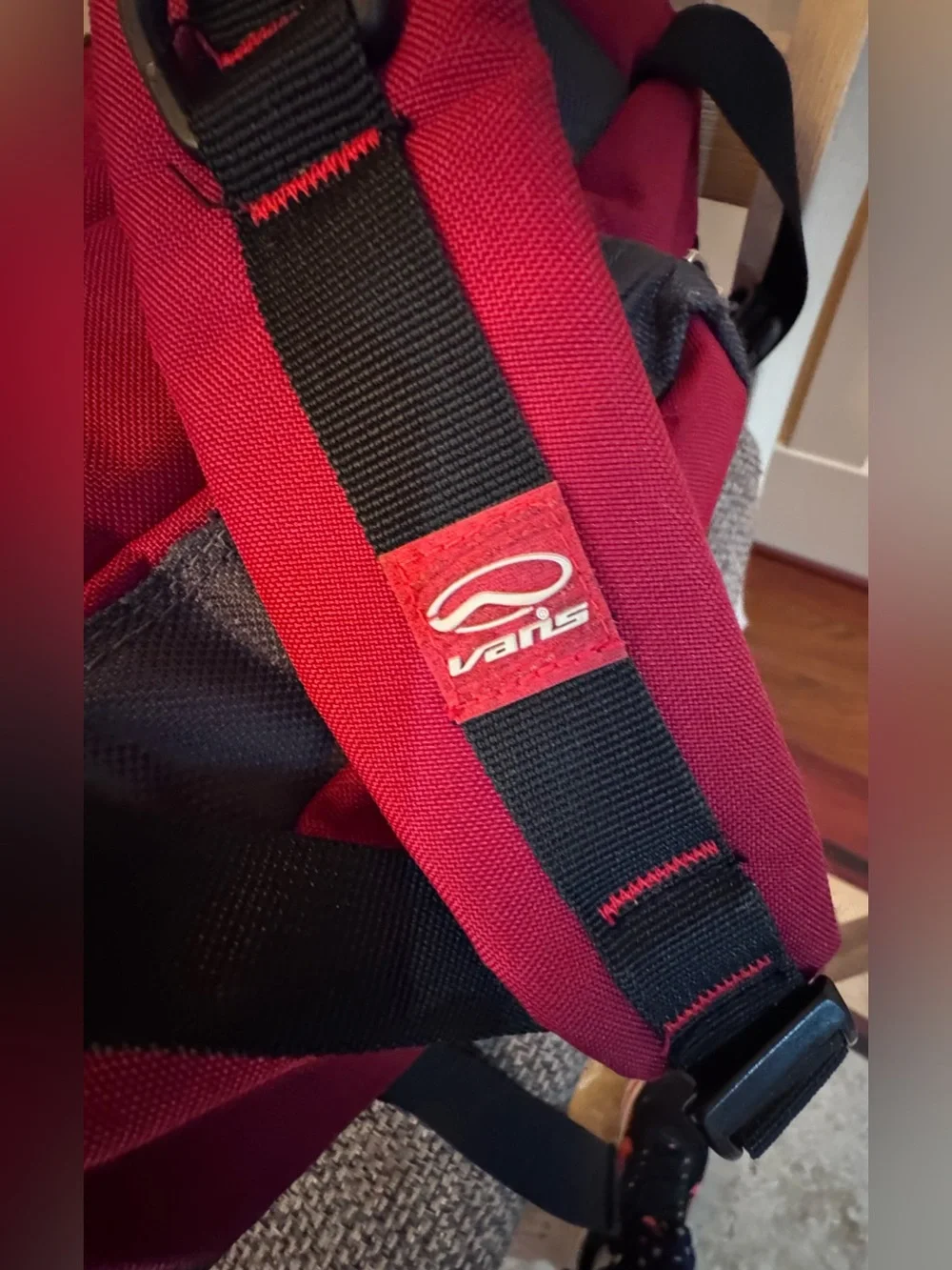 Vintage Vans Men's Red and Blue Multi-Pocket Backpack
